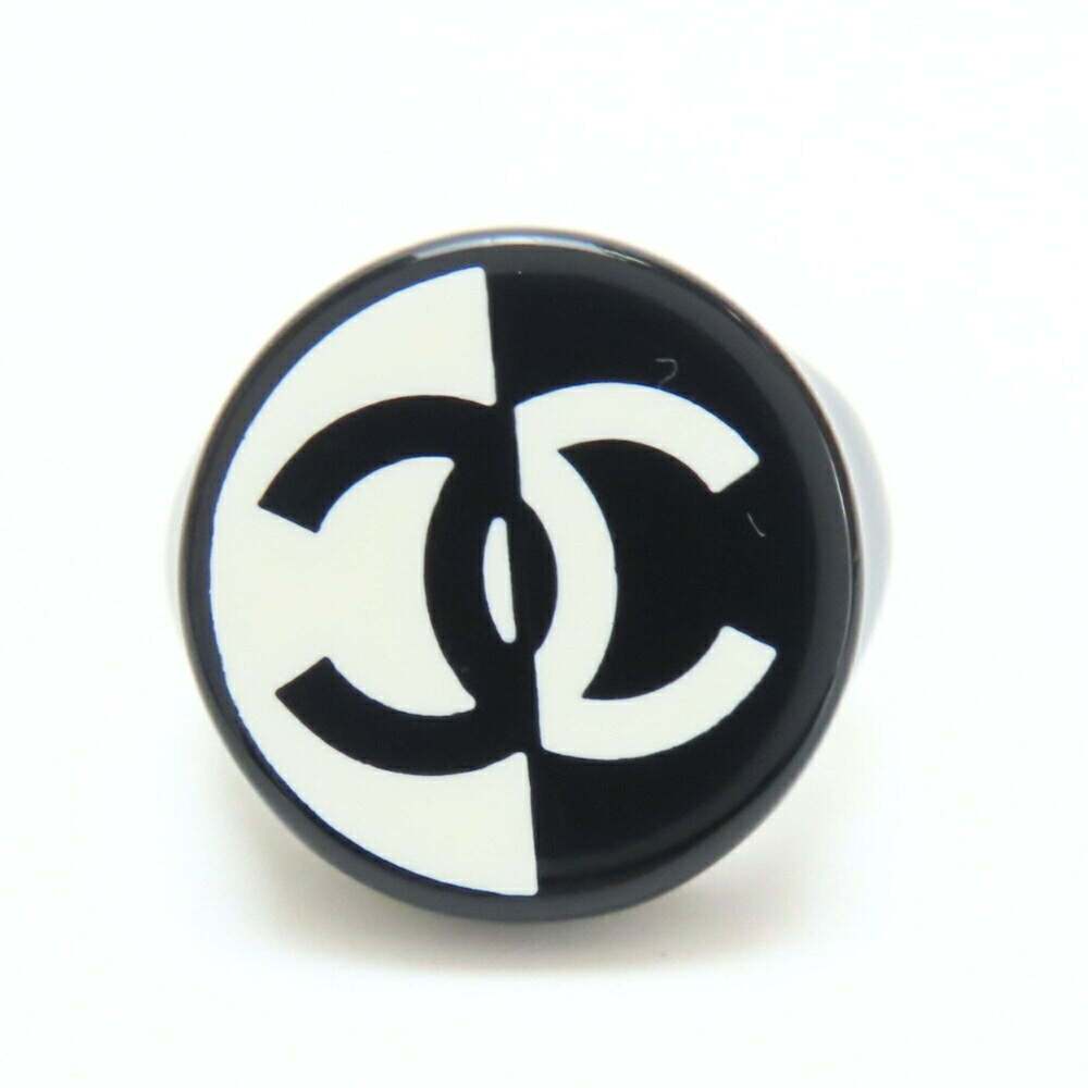 Chanel Authentic Black Logo Ring - image 2